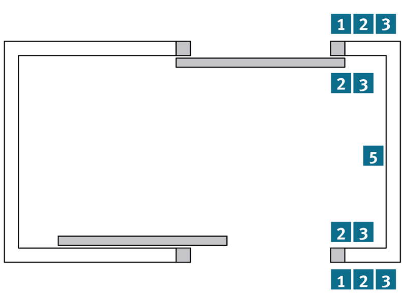 illustrazione del funzionamento del sistema interblocco per porte ospedaliere