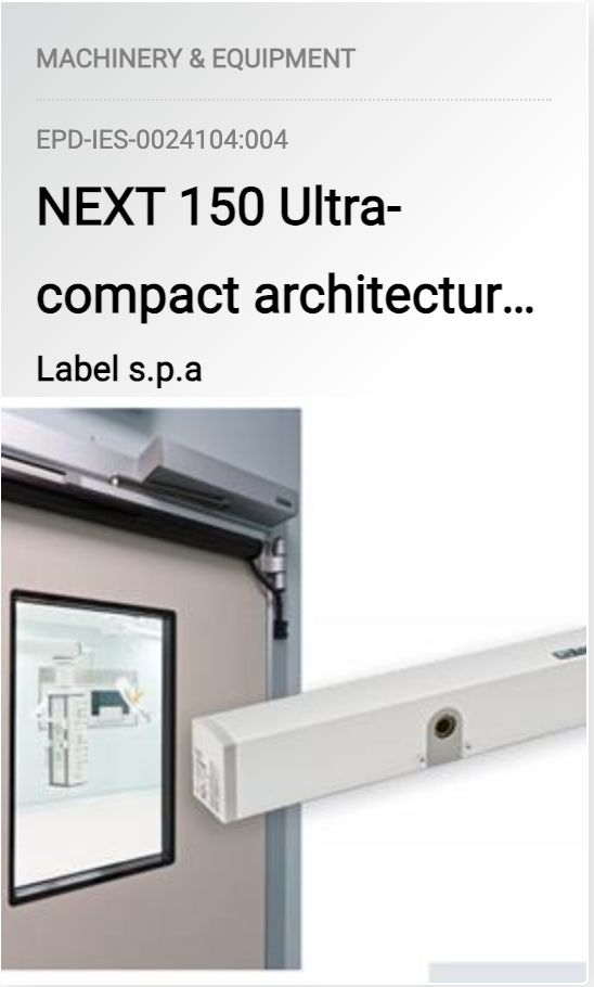 Esempio di porta e operatore per porte automatiche a battente Next 150