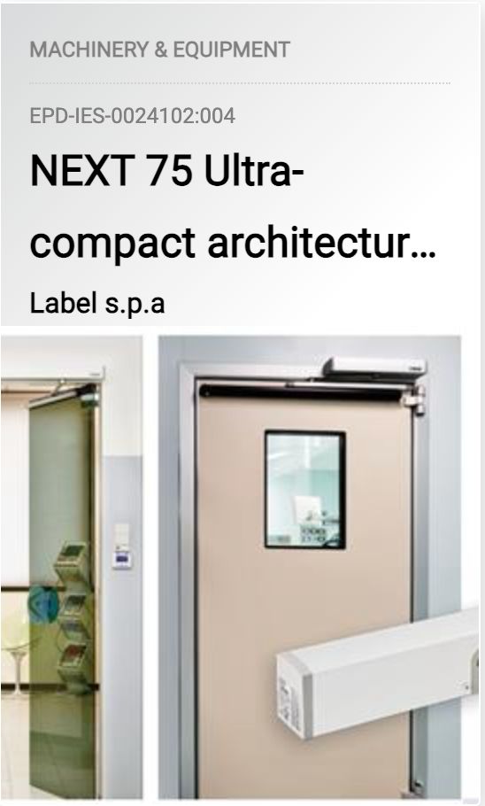 Esempio di porta e operatore per porte automatiche a battente Next 75