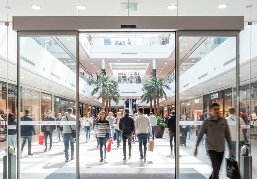 porta automatica Label in centro commerciale