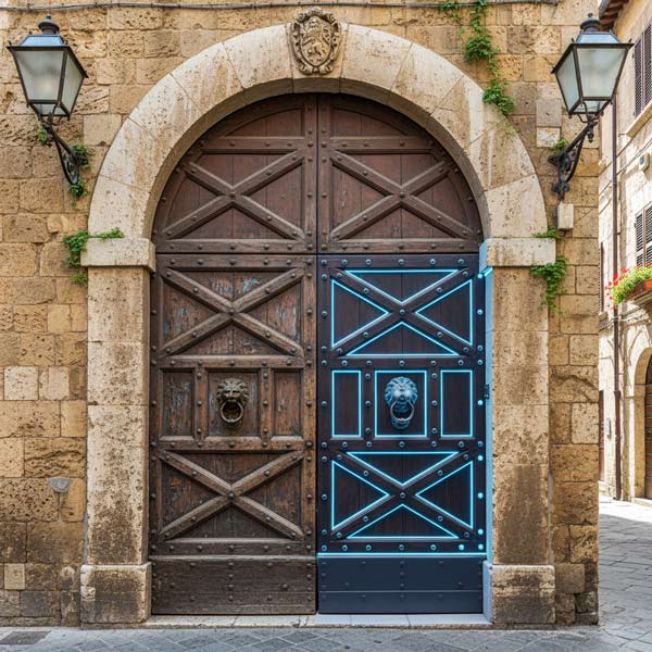 Portone in legno di un edificio storico